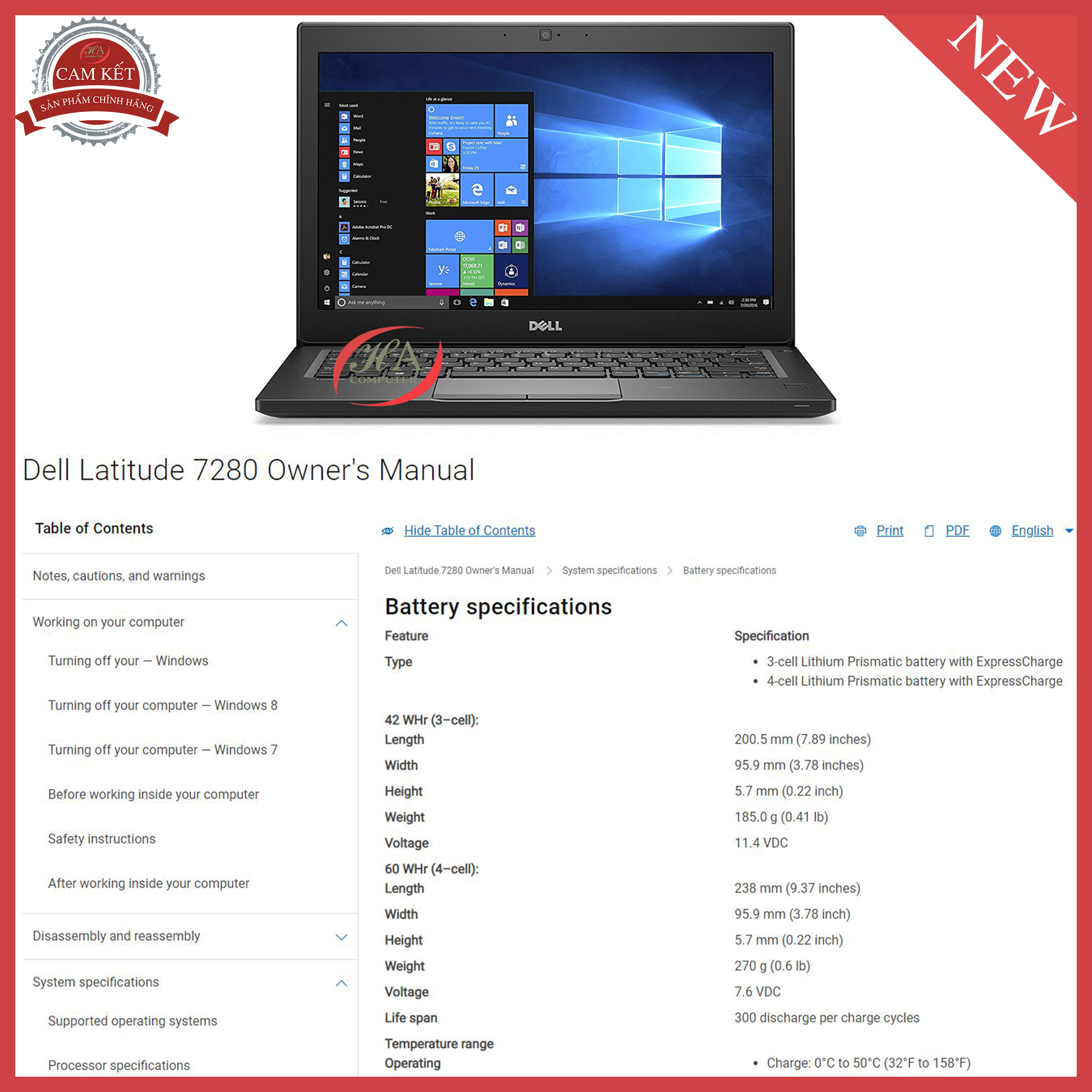 Pin dell Latitude 7280