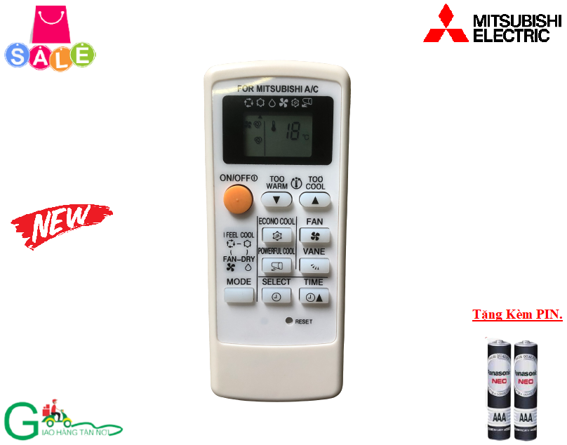 Điều khiển điều hòa Mitsubishi dùng cho các dòng MSY- MSZ- MS- -Hàng chất lượng tốt -Mới 100%-Tặng kèm PIN