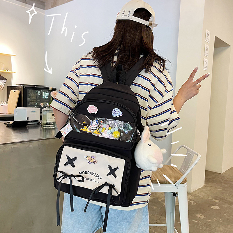 Balo học sinh sinh viên laptop đi học ulzzang cute nữ ba lô nữ giá rẻ balom balo thời trang, balo xinh, balo chống nươc- phối nơ