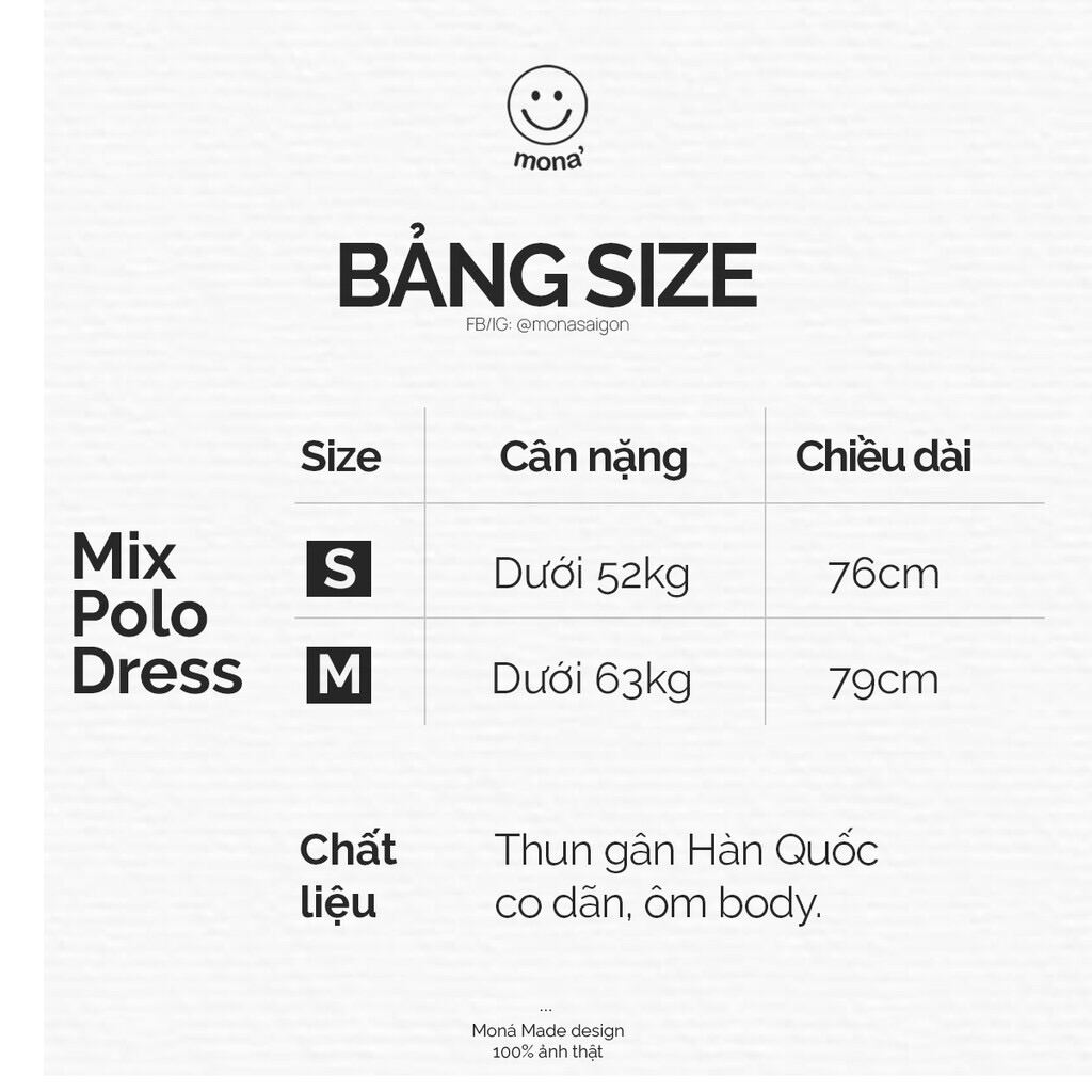 [VOUCHER 12%/149K] Đầm ôm body polo MONÁ - MIX TRẮNG