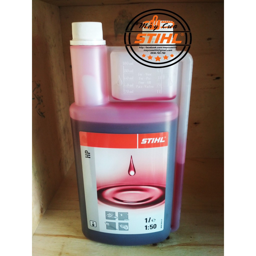 Nhớt pha xăng stihl 1 lít có khoang chia - thắng máy cưa xích - thắng máy cưa xích #