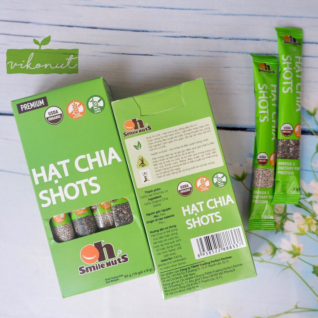 Hạt Chia Shots hữu cơ mix trắng đen [2 hộp, mỗi hộp 80gr] - Chia Seed