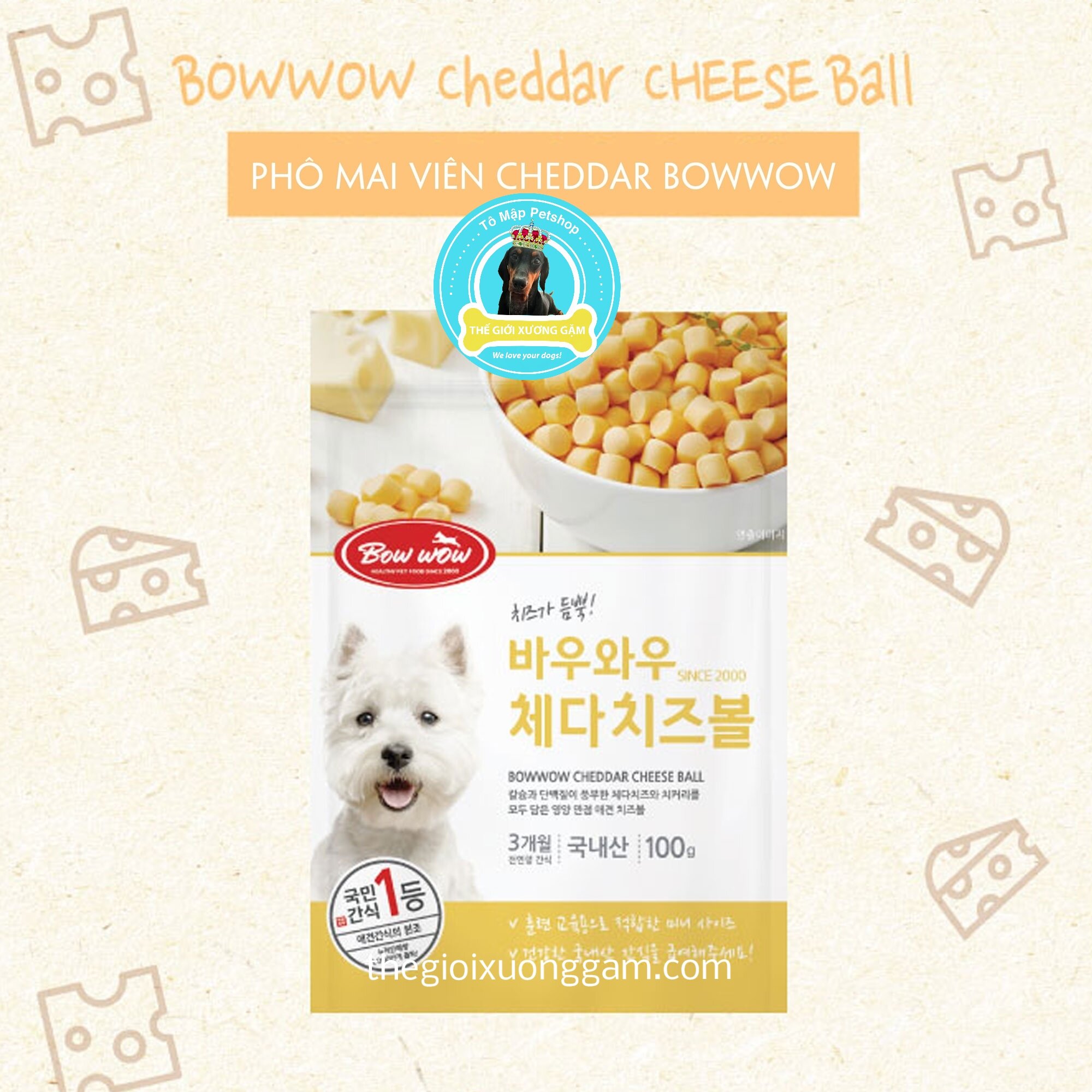 [HCM] PHÔ MAI VIÊN BOWWOW CHO CHÓ TÚI ZIP 100GR
