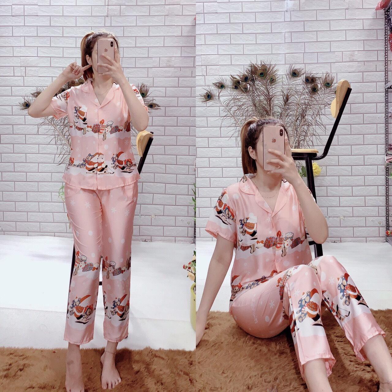 [HCM]Bộ pijama TNQD Satin lụa bông chân Noel