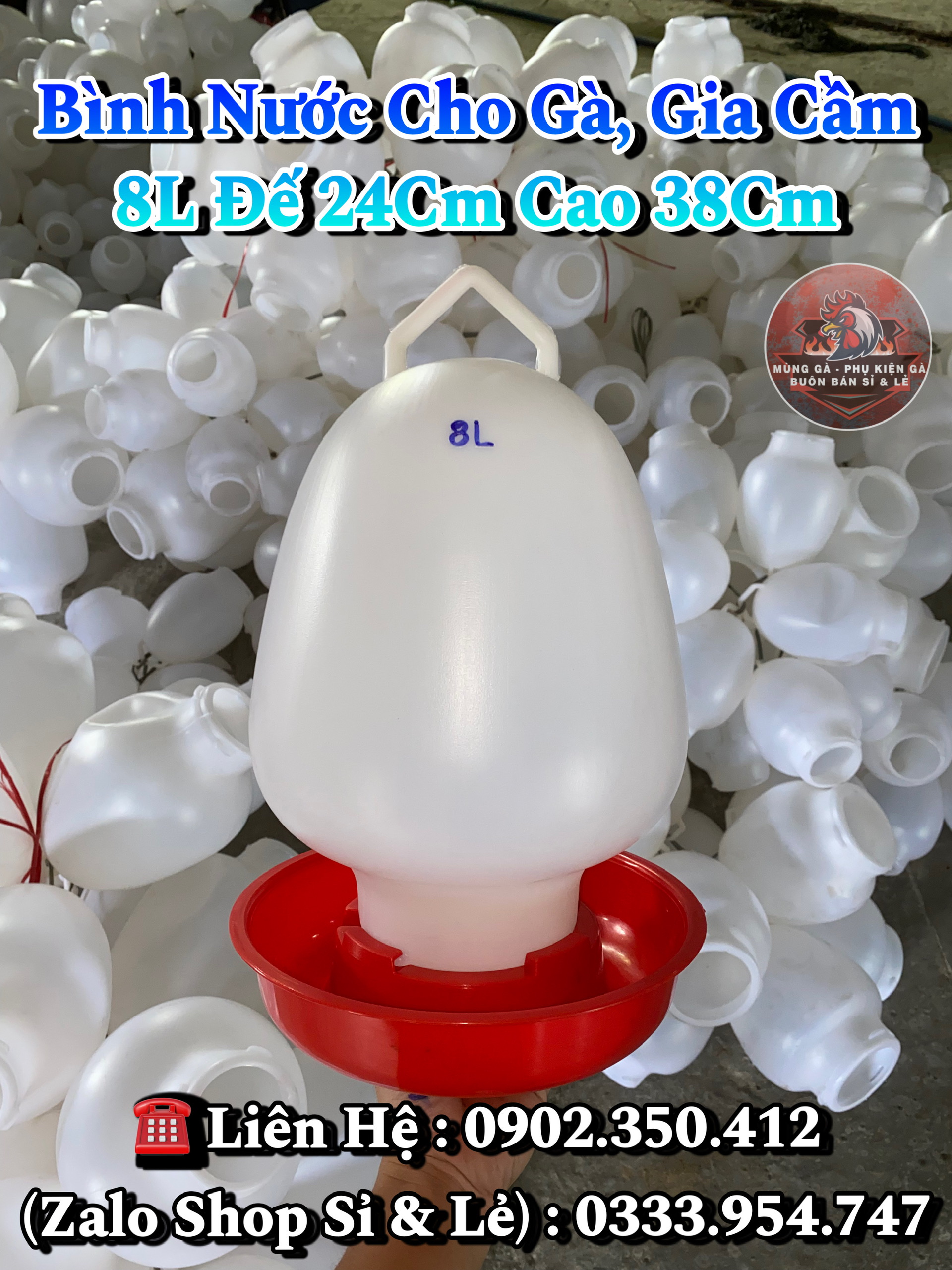 Bình Cho Gà Uống Nước 1 Lít Đến 8 Lít Có Móc Treo