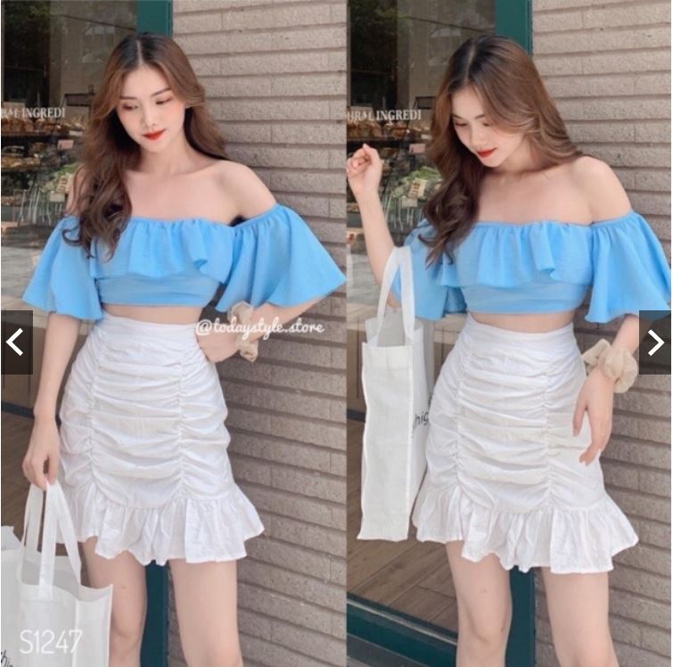 Áo nữ trễ vai vải bèo