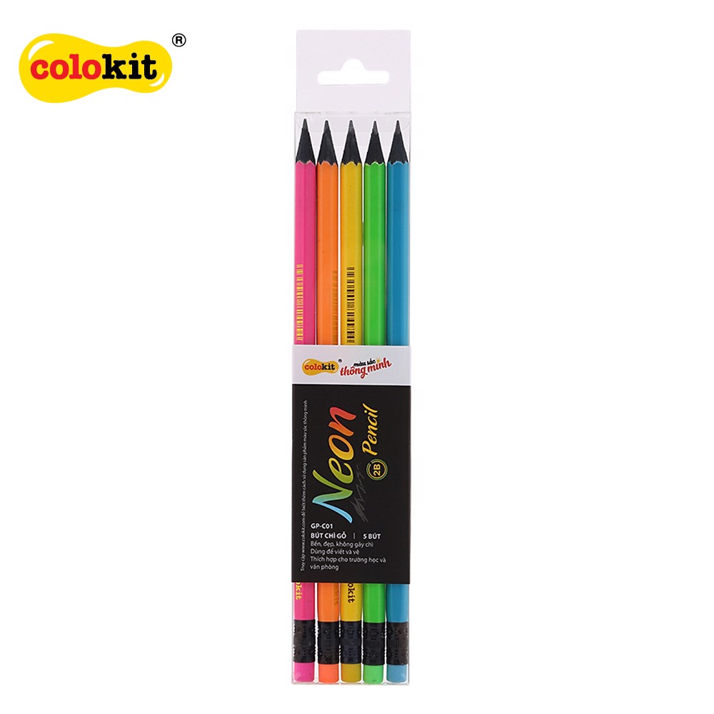 Combo 05 bút chì gỗ 2b colokit gp-c01