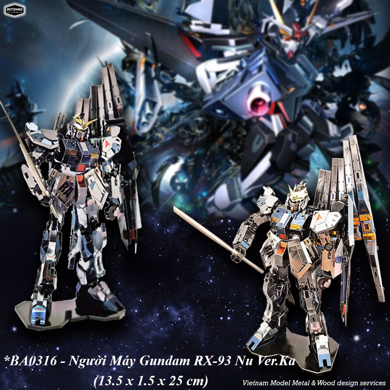Mô Hình Lắp Ráp 3d Người Máy Gundam (Kim loại lắp ghép 3D)
