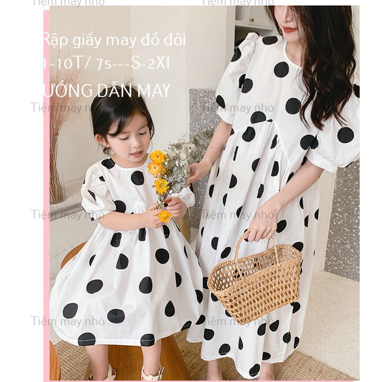 RN195_RẬP GIẤY May Đầm Đôi Mẹ Và Bé