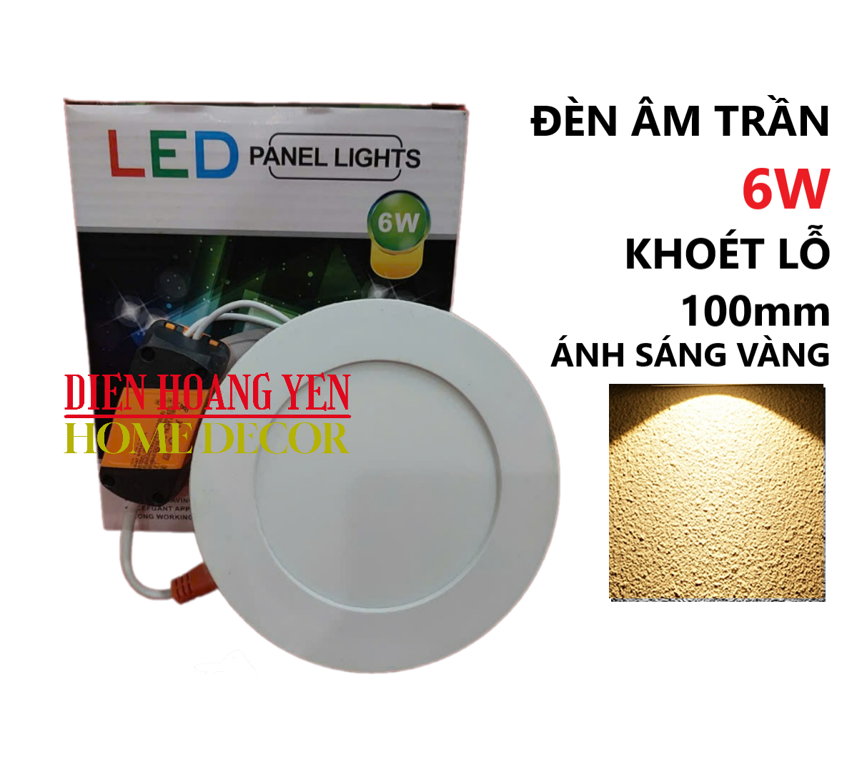 Đèn Led Âm Trần 6w siêu mỏng KHOÉT LỖ 100mm dễ lắp đặt