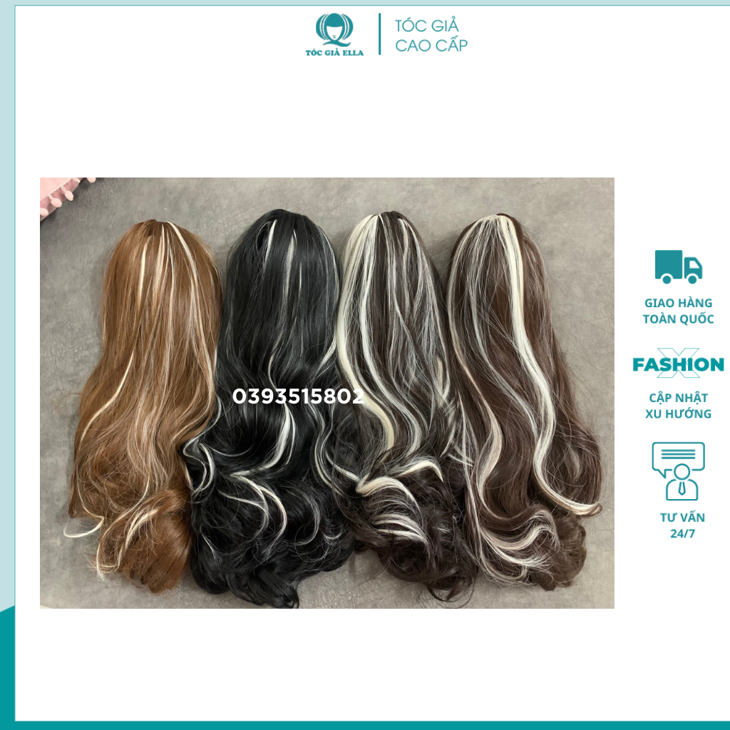 Tóc giả ngoặm móc line bạch kim