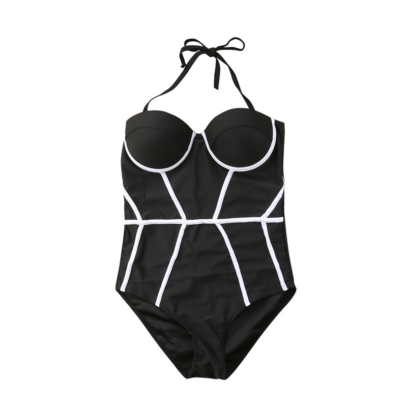 Women Swimwear One Piece Bikini Push Up Swimsuits Padded Halter Bathing Suit