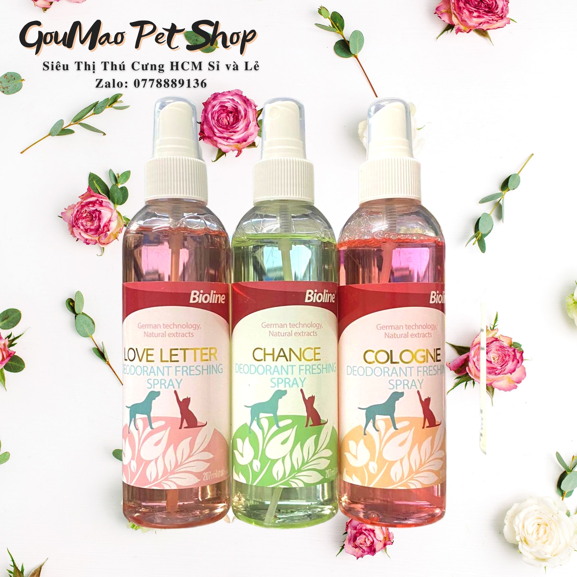 🌸🌼 Nước hoa cho chó mèo Bioline 207ml🌸🌼