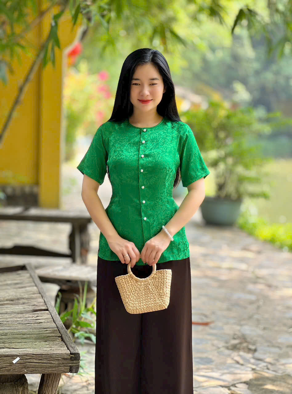 ÁO BÀ BA LỤA GẤM TAY NGẮN CỰC KUTE # ÁO LẺ, QUẦN LẺ