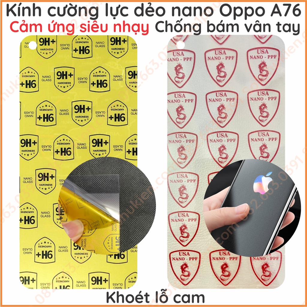 Dán cường lực Oppo A76 / A96 dẻo nano siêu bền, trong suốt, chuẩn cường lực 9H+