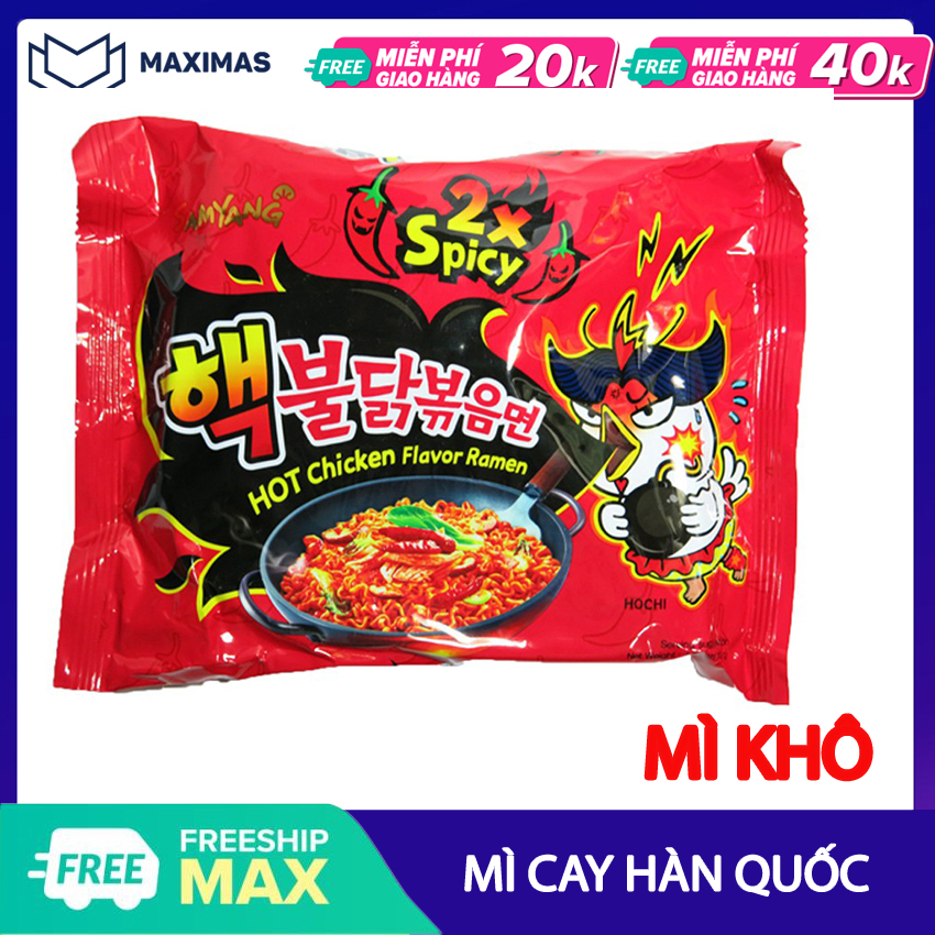 Mì gà siêu cay 2x Spicy gói 140g Hàn Quốc Maximas