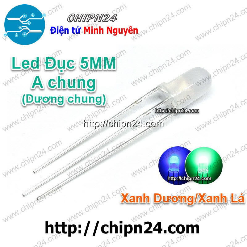 Led 2 màu 3 chân 5mm đục -