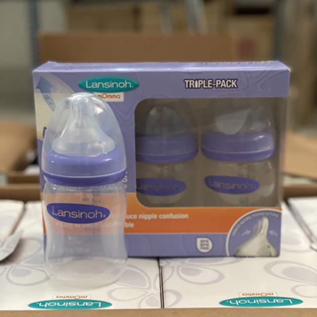 [HÀNG CHUẨN] Bình sữa Lansinoh 160ml/240ml kèm núm ti (UK)