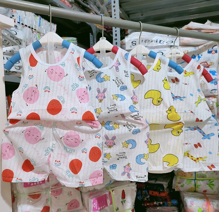 combo 5 bộ cotton giấy sát nách cho bé (size 4-12kg)