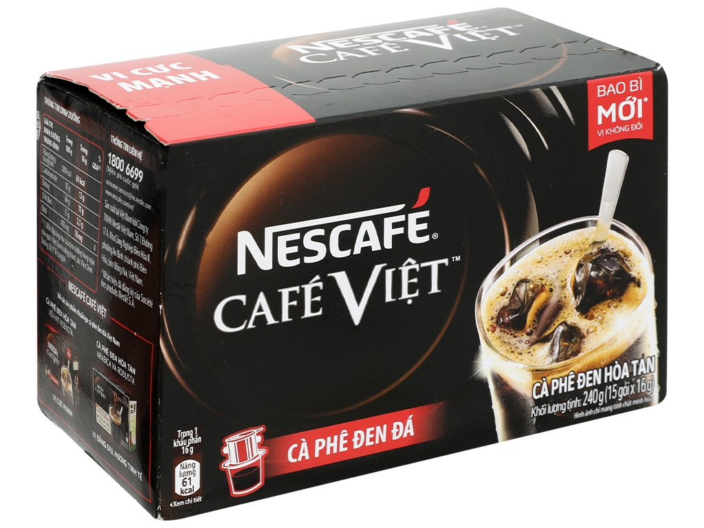 Cà phê đen hòa tan NESCAFÉ Café Việt Cà phê đen đá (Hộp 15 gói x 16g) (Chính hãng)