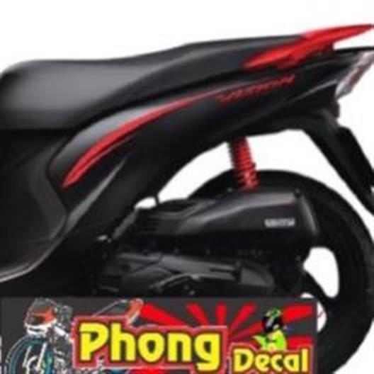 Tem Rời Honda Vision Dán Xe Đen Nham - Phối Chỉ Đỏ
