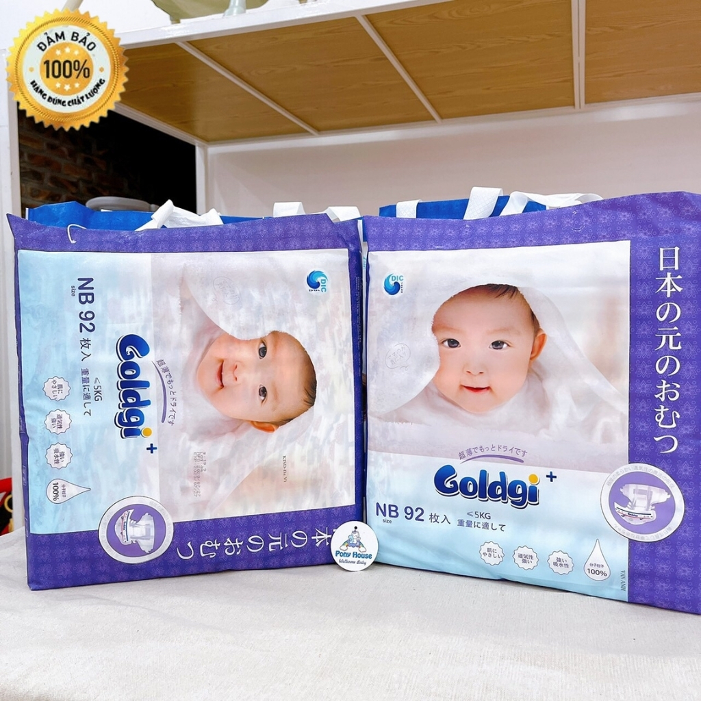 Bỉm goldgi+ goldgi x5 nhật tã dán/quần đủ size nb92/s84/m66/l56-m60/l48/xl44 mẫu mới