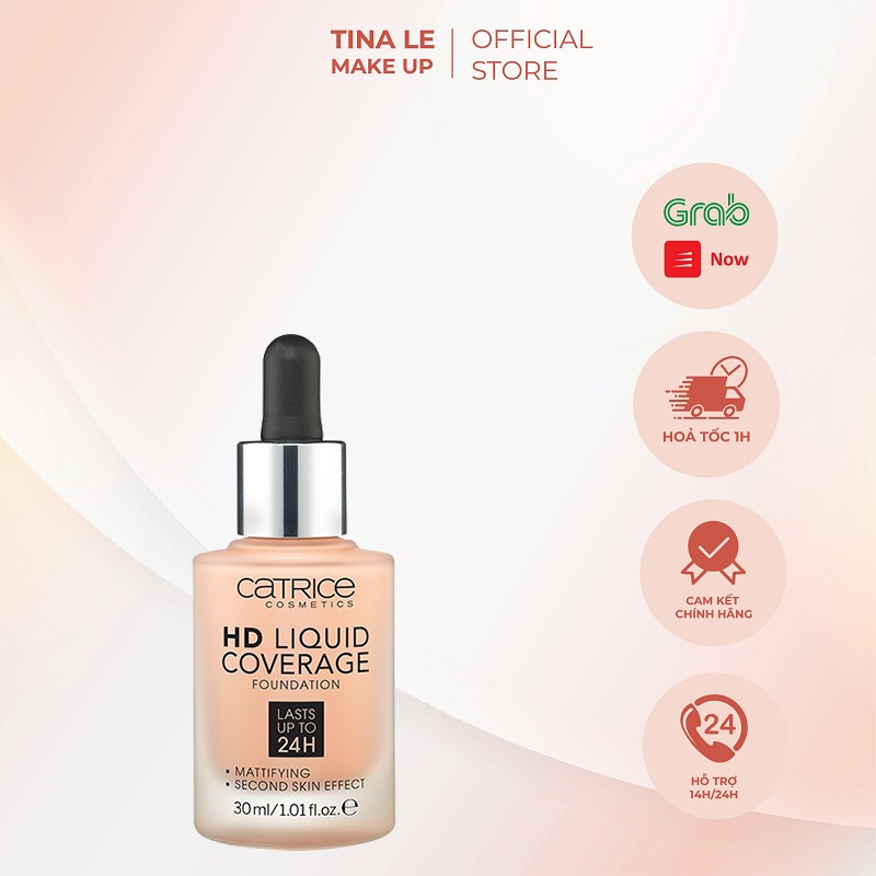 Kem Nền Catrice 24H Tina Le Make Up/ Kem nền kiềm dầu độ che phủ cực cao xuất xứ từ Đức