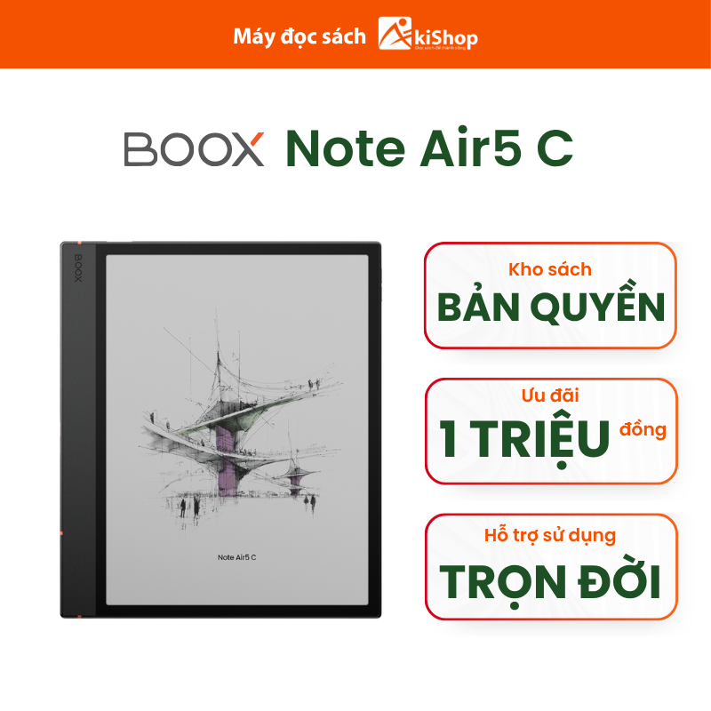 Máy đọc sách BOOX Note Air5 C (10.3 inch) màn hình màu Kaleido 3, ghi chú, chính hãng Akishop