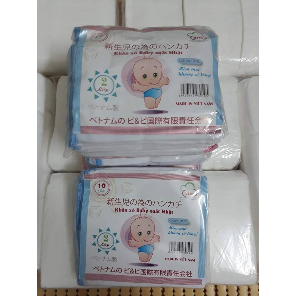 10 KHĂN XÔ SỮA 2 LỚP KIBA( TRẮNG )