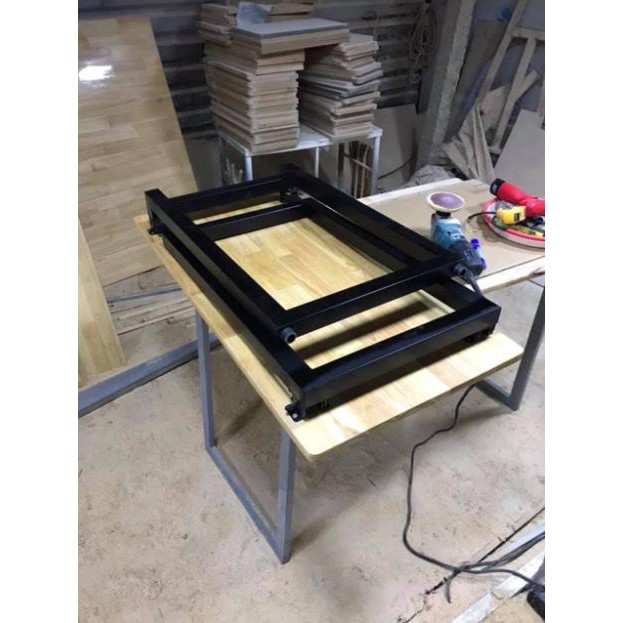Bàn gỗ chân gấp xếp cao (60×120×75Cm)