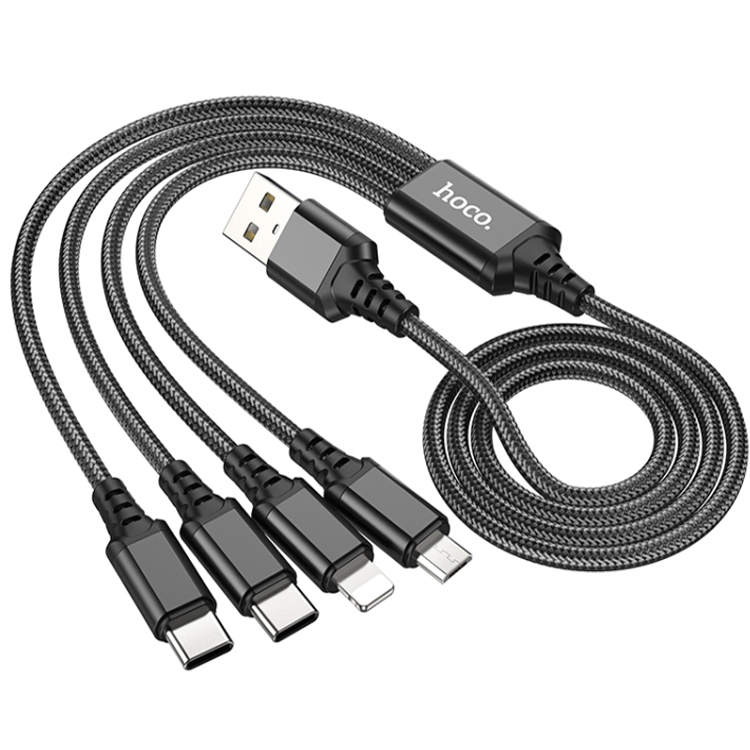 Cáp sạc 2A Hoco X76 Lightning + Micro + 2 Type-C dây dù siêu bền dài 1M