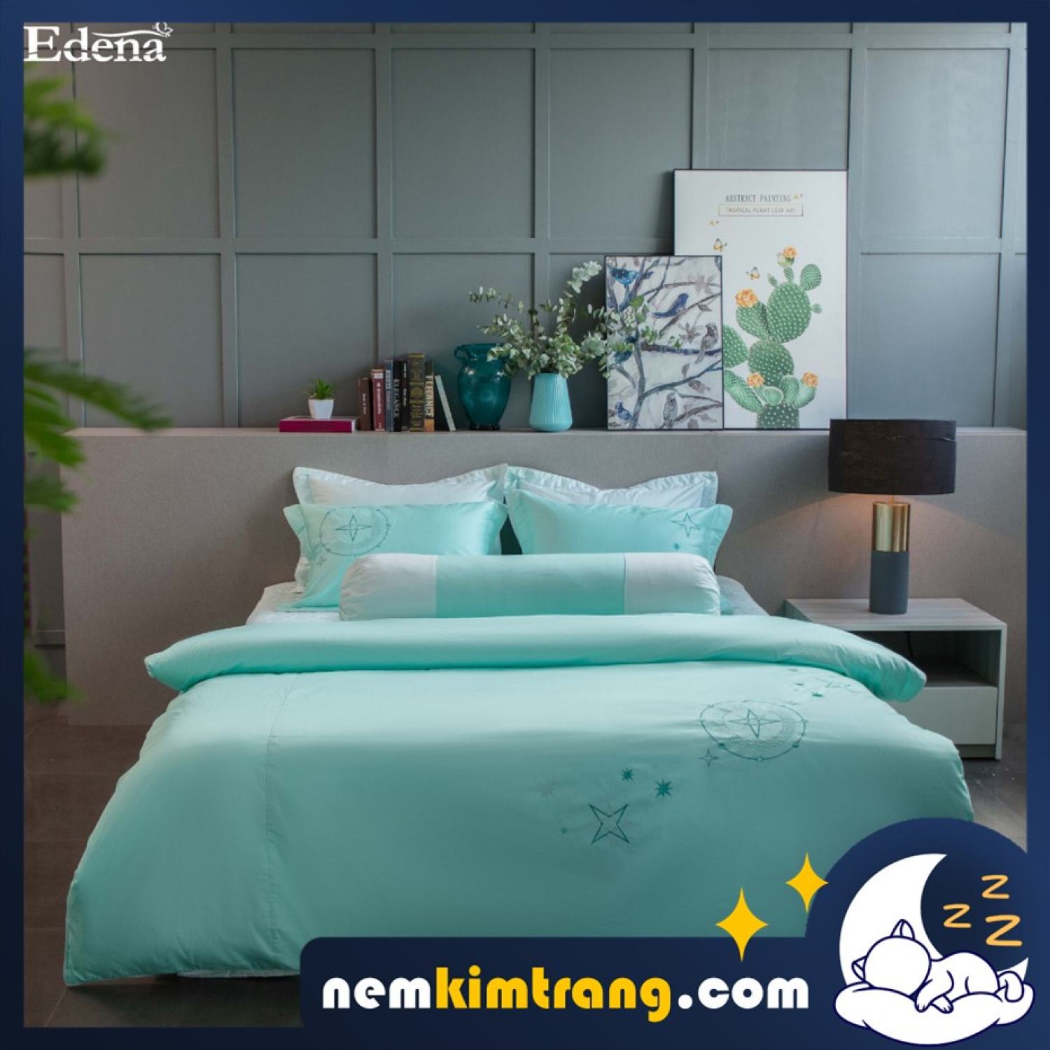 GA (Drap) Nệm Coton Solid Edena Mẫu 376 - CHÍNH HÃNG, CAO CẤP