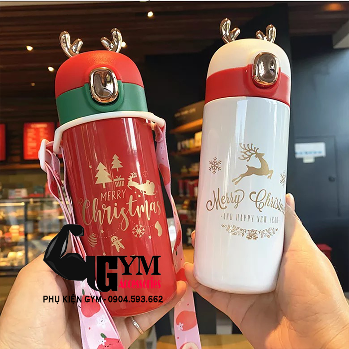 Bình giữ nhiệt Giáng Sinh Noel Tuần Lộc 350ml Cao Cấp