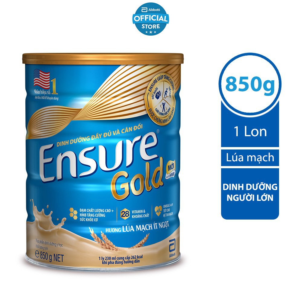 Sữa Bột Ensure Gold Lúa Mạch850G