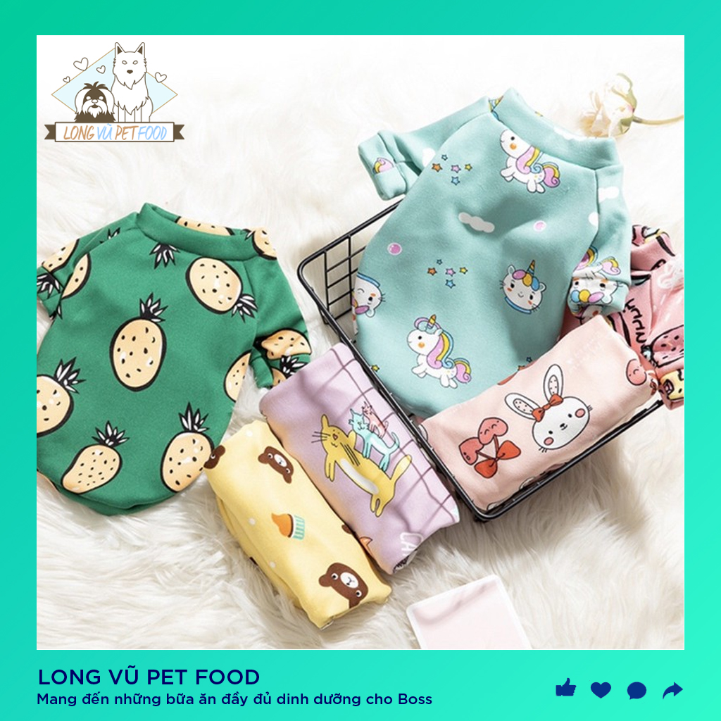 Áo nỉ dành cho chó mèo họa tiết mới mẫu mã đa dạng đủ size áo cho thú cưng chó áo cho chó áo cho mèo - Long Vũ Pet Food