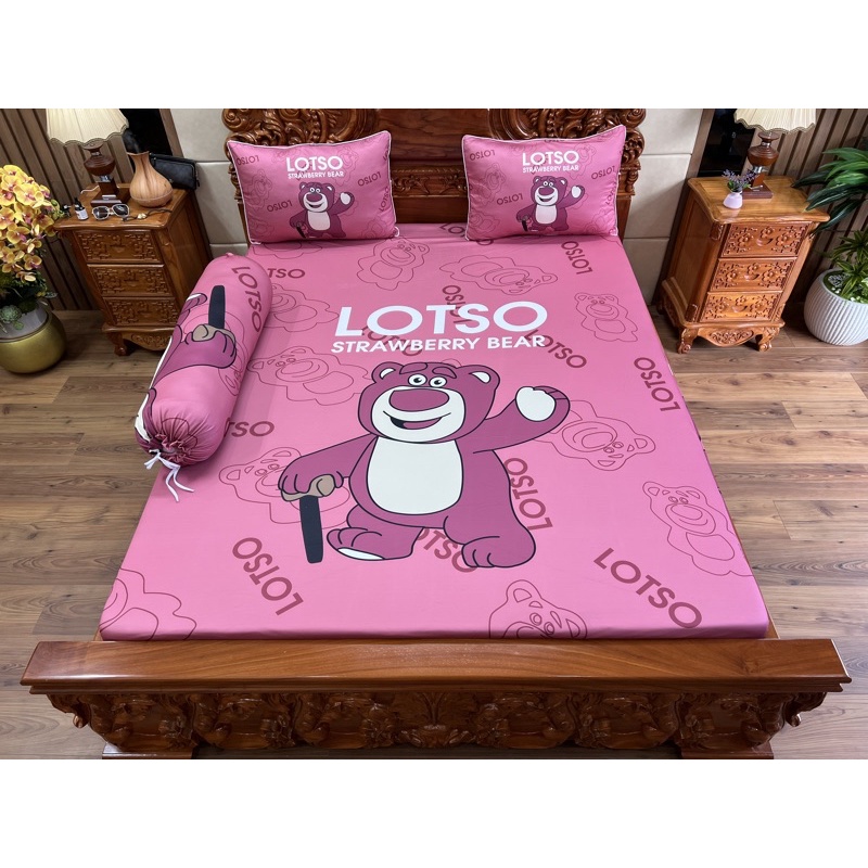 Bộ ga gối thun siêu mát lạnh 5D gâu lotso