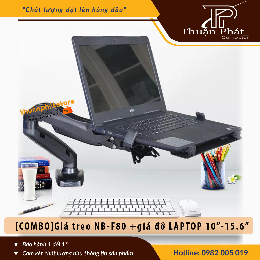 COMBO Giá treo màn hình NB-F80 + Kẹp Laptop 10-17INCH
