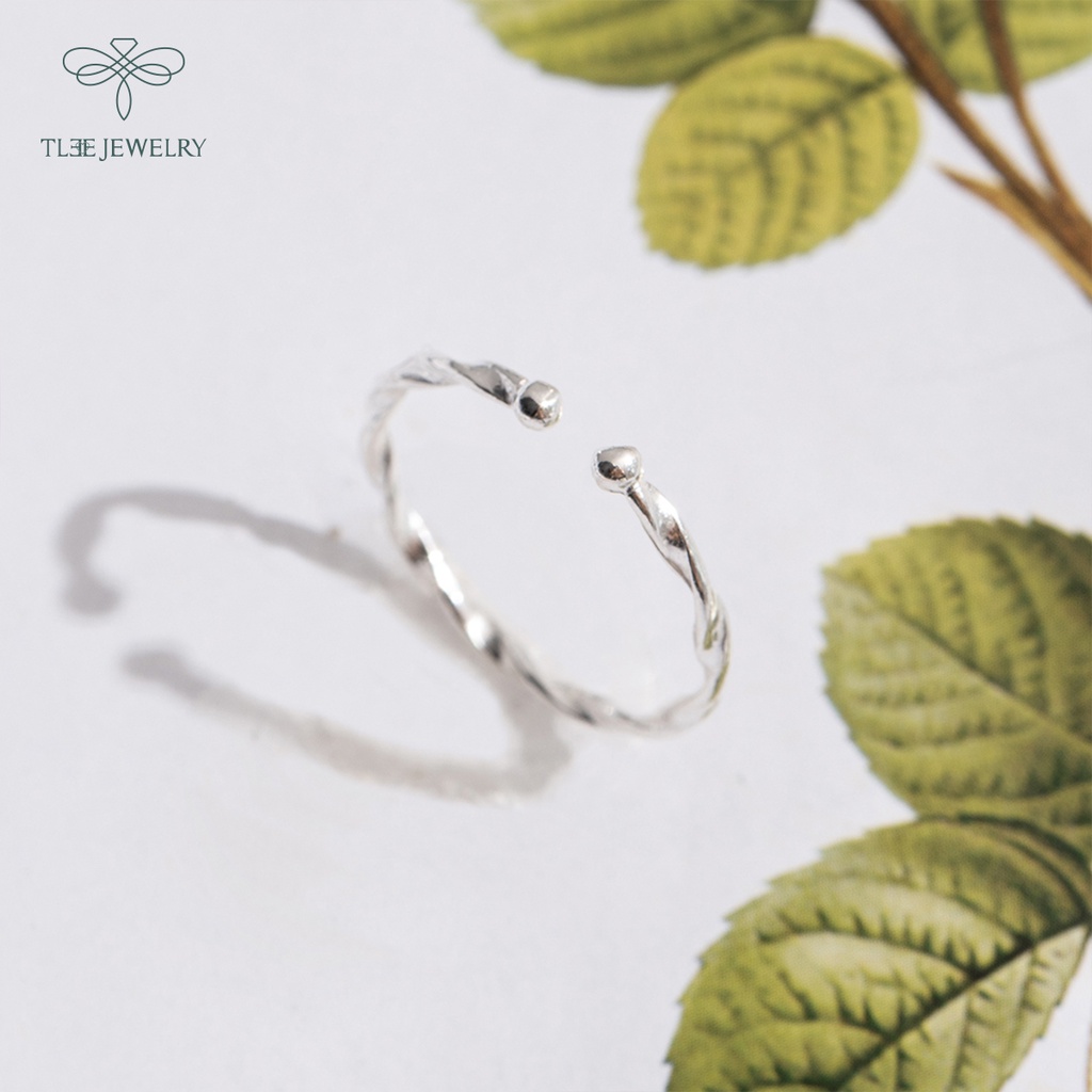 Nhẫn bạc nữ TLEE xoắn bi trơn basic cá tính TleeJewelry A0218