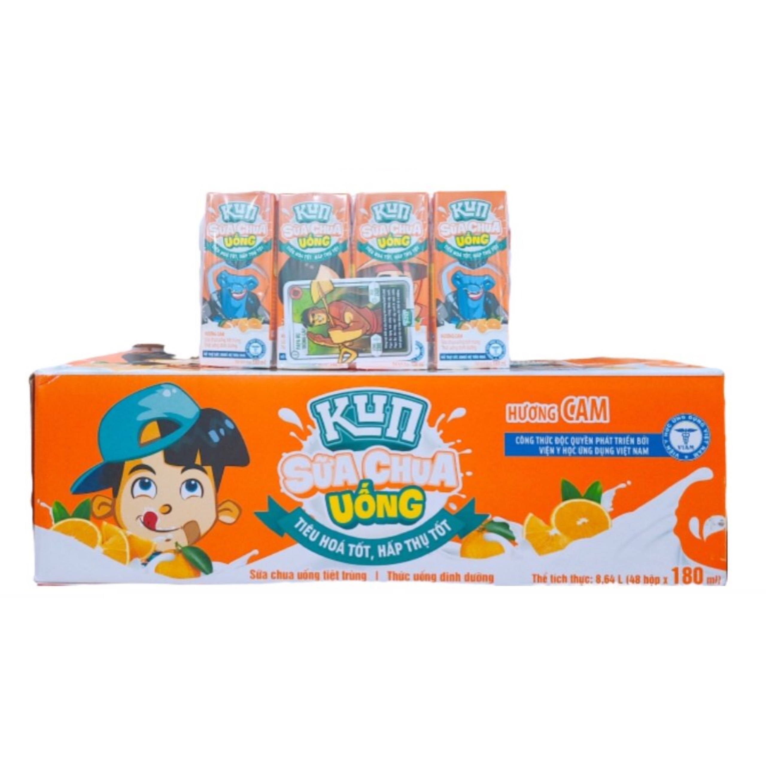 [Thùng 48 Hộp] Sữa Chua Uống Kun Hương Cam 180ml