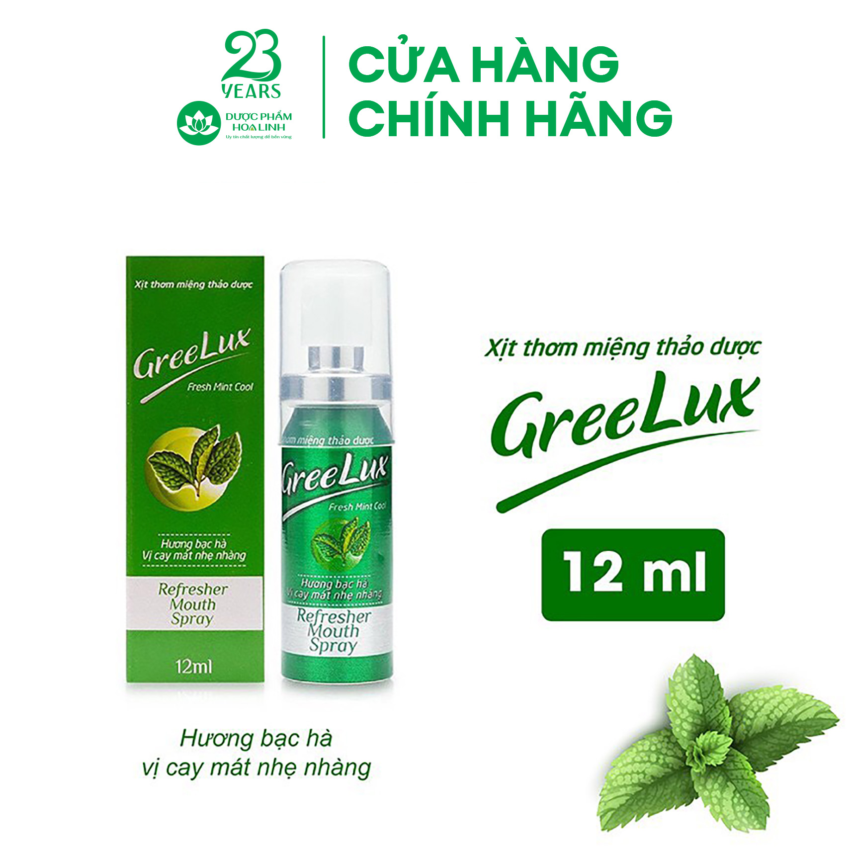 Greelux Fresh Mint Cool Mouth Freshener Spray (Mildly Cool and Spicy Flavor)