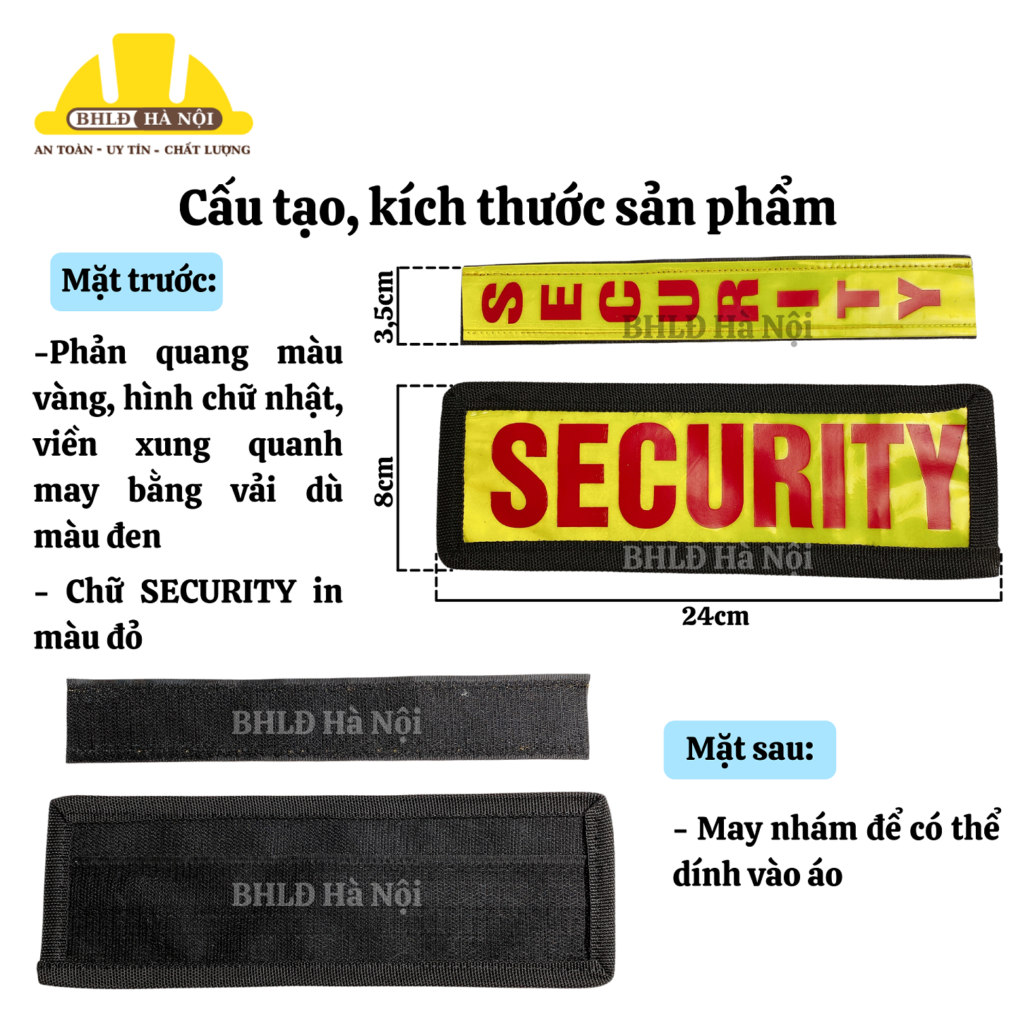 Bộ phản quang SECURITY gắn áo đeo CCHT