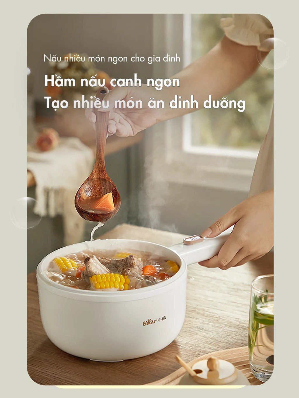 [Genuine] buy 800W advanced 1.6L bear multi-function cooking pot (with steamer), self power off when temperature is overloaded safe to use 18 months warranty, 1 to 1 exchange.