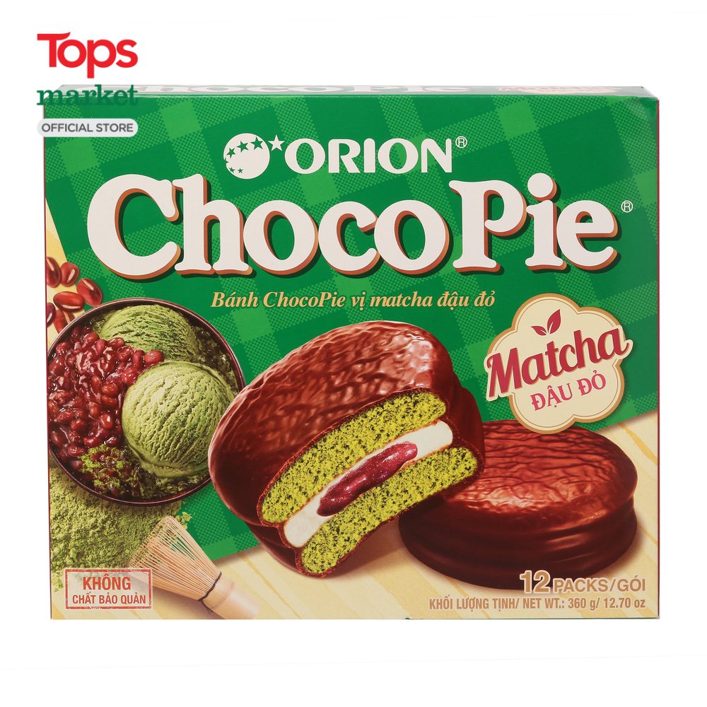 Bánh Chocopie Orion Vị Matcha Đậu Đỏ 12 Gói 360G