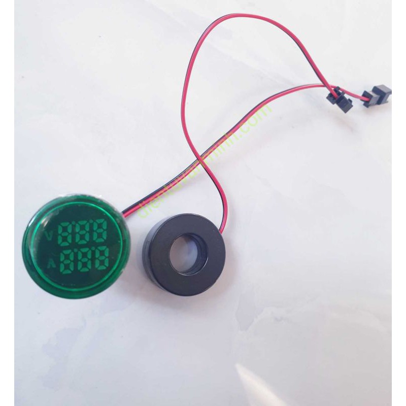 Đèn báo volt (vôn kế 20-500V) và ampe (ampe kế 0-100A) màn hình led (tròn)