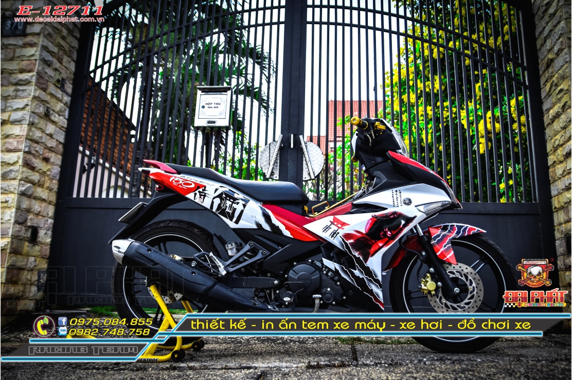 Tem Trùm Exciter 150 Samurai trắng đỏ - E-12711
