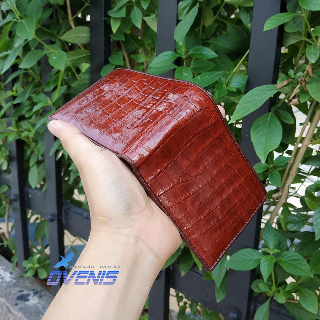 [FREE SHIP] VÍ DA CÁ SẤU NAM 2 MẶT SANG TRỌNG MADE BY OVENIS