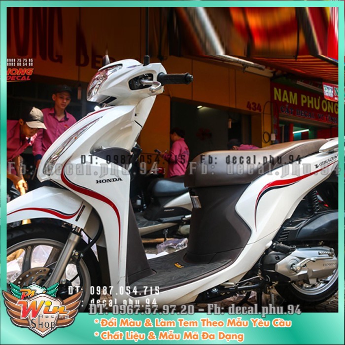 Tem rời Vision mới chỉ đỏ đen xe trắng A