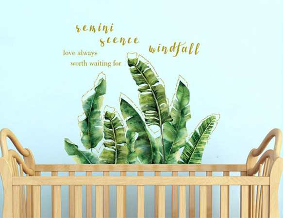 Decal wall decor-dust banana leaf green