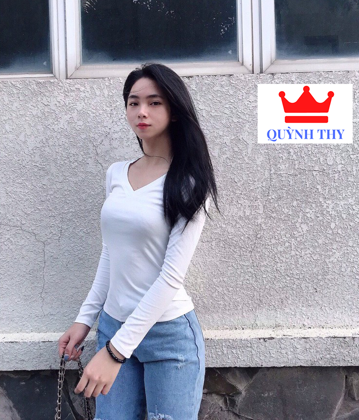 [ Xả Kho Giá Vốn ] Áo thun nữ cổ tim tay dài  áo thun trơn cotton đẹp dễ mặc dễ phối đồ mặc bốn mùa ( I )