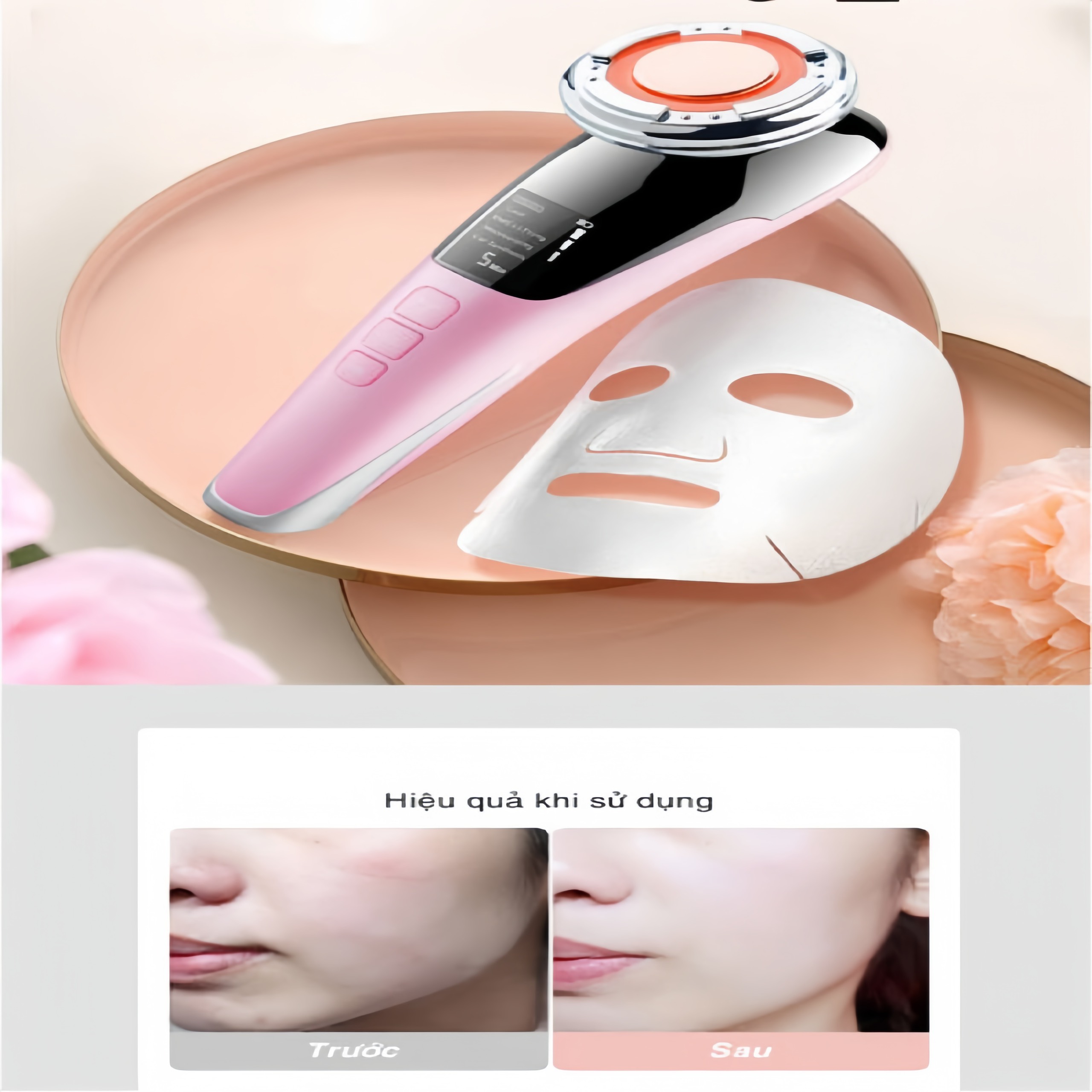 Máy massage mặt ion chính hãng Hot and Cold KM55
